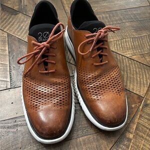 Cole Haan Tan Perforated Oxfords